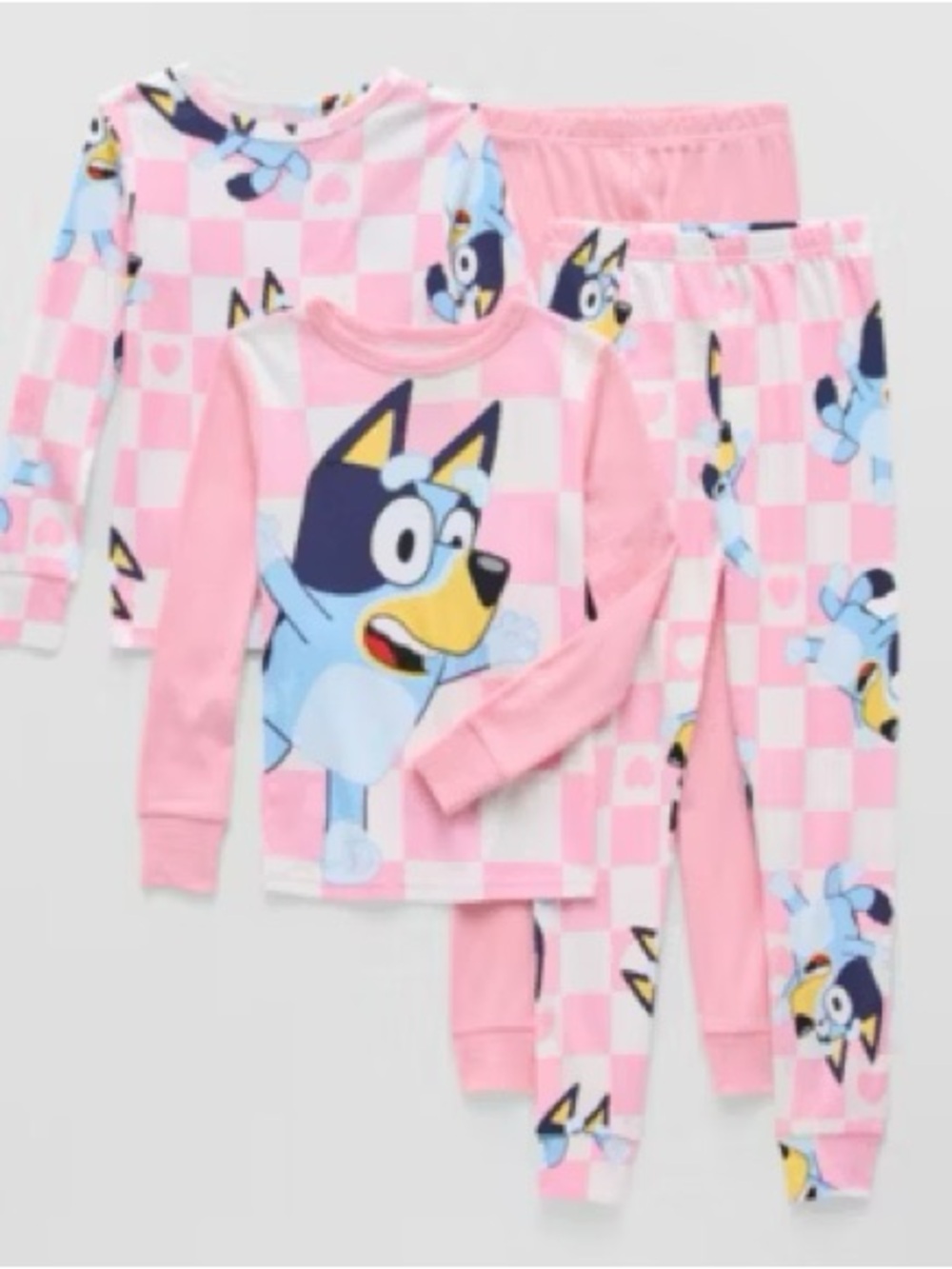 Kids Pink Cartoon Bluey 4 Piece Pajama Set